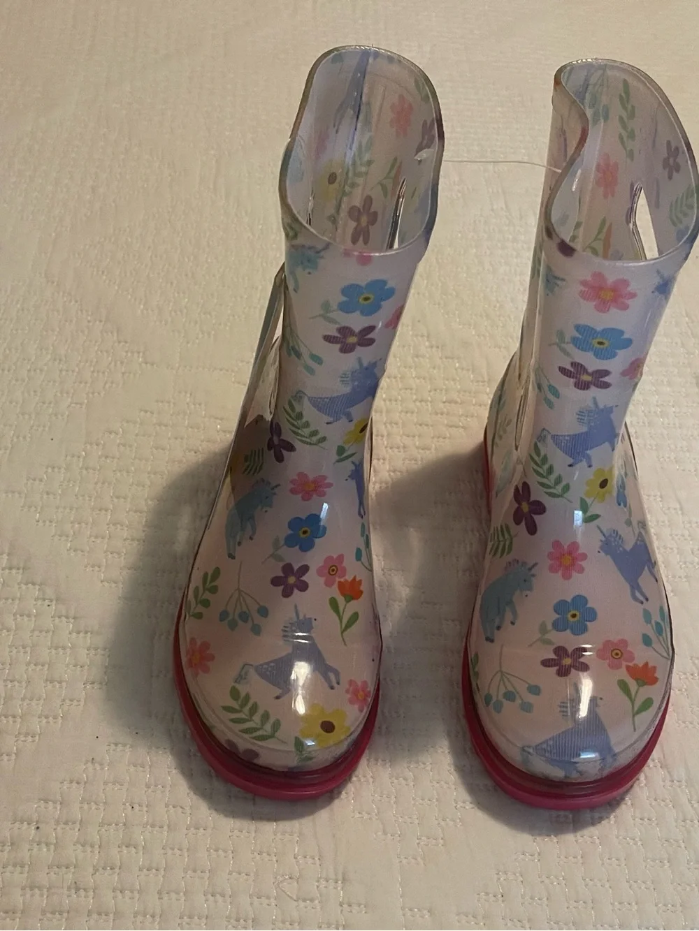 Kids Pink Floral Rain Boots